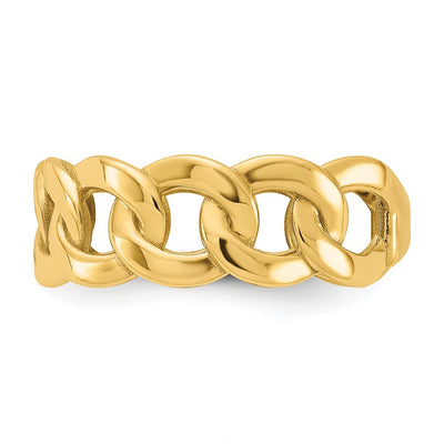 14K Yellow Gold Polished Men's Curb Link Ring Size 10