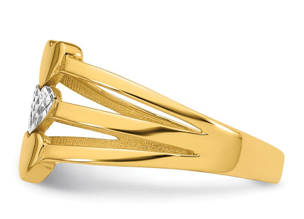 14k Yellow & Rhodium Rings Style R974 - Classique Jewelry Inc.