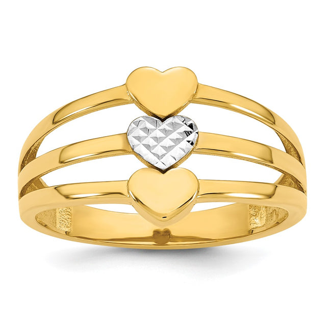 14k Yellow & Rhodium Rings Style R974 - Classique Jewelry Inc.