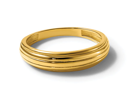 14k Polished Grooved Graduated Size 7 Ring