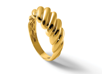 14K Polished Twisted Graduated Domed Size 7 Ring
