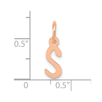14K Rose Gold Slanted Block Initial S Charm