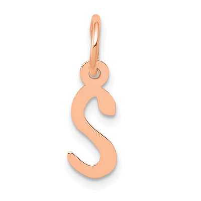 14K Rose Gold Slanted Block Initial S Charm
