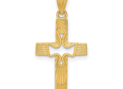 14k Dove Cross Pendant (Style REL122)