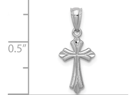 14k White Gold Budded Cross Charm (Style REL126)