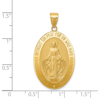 14K Miraculous Medal Pendant, 38 x 20.5mm