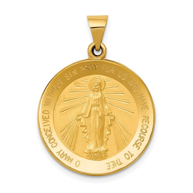 14k Saint Christopher Medal Hollow Pendant, 37 x 21mm