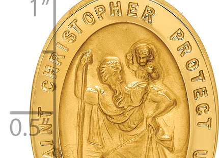 14k Saint Christopher Medal Hollow Pendant, 37 x 21mm