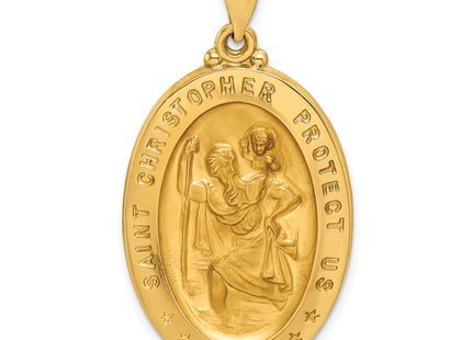 14k Saint Christopher Medal Hollow Pendant, 37 x 21mm
