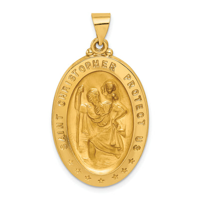 14K Saint Christopher Medal Hollow Pendant, 37 x 21mm