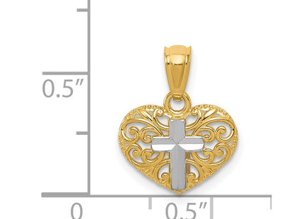 14k Yellow & Rhodium Pendants Style REL158 - Classique Jewelry Inc.