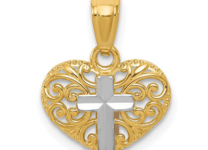 14k Yellow & Rhodium Pendants Style REL158 - Classique Jewelry Inc.