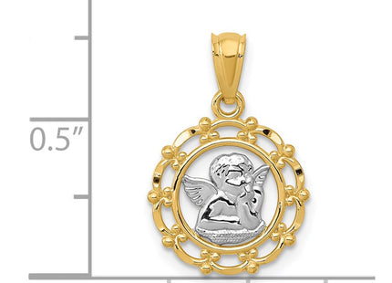 14k Yellow & Rhodium Pendants Style REL163 - Classique Jewelry Inc.