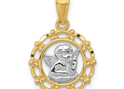 14k Yellow & Rhodium Pendants Style REL163 - Classique Jewelry Inc.