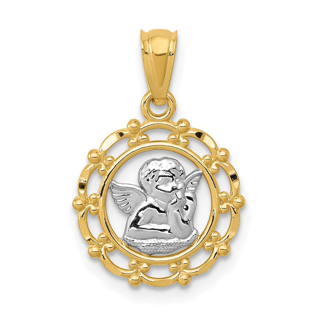 14k Yellow & Rhodium Pendants Style REL163 - Classique Jewelry Inc.