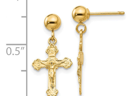 14k Yellow Gold Earrings Style REL179 - Classique Jewelry Inc.