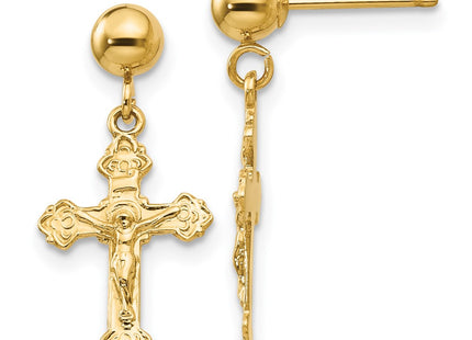 14k Yellow Gold Earrings Style REL179 - Classique Jewelry Inc.