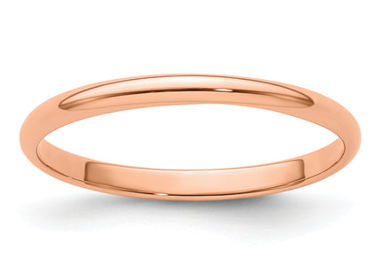 14k Rose Gold Lightweight Half Round Wedding Band
