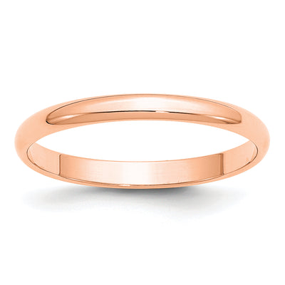 14K Rose Gold Lightweight Half Round Wedding Band