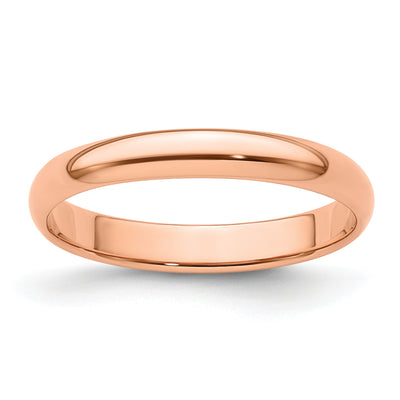14K Rose Gold Lightweight Half Round Wedding Band