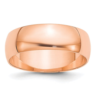 14K Rose Gold Lightweight Half Round Wedding Band