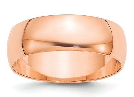 14k Rose Gold Lightweight Half Round Wedding Band