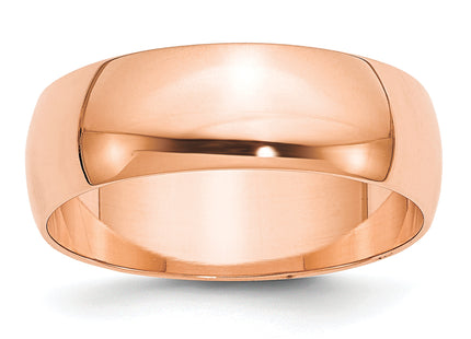 14k Rose Gold Lightweight Half Round Wedding Band