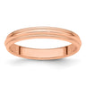 14k Rose Gold Milgrain Half Round Wedding Band Size 13.5