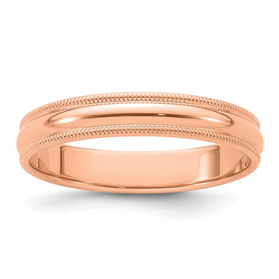 14K Rose Gold Milgrain Half Round Wedding Band