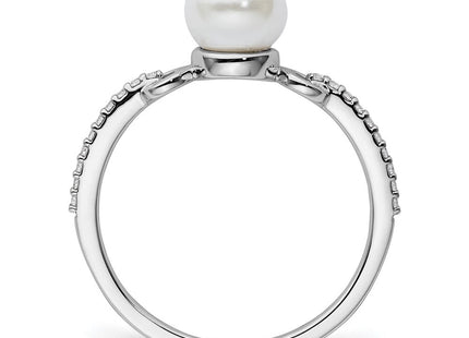 14K White Gold Polished Diamond and Pearl Fashion Ring (Style RM10188-008-WAA)