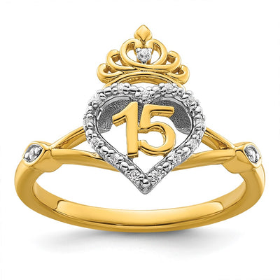 14K gold diamond heart ring