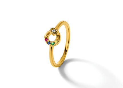14k Diamond Heart w/ 4 Birthstone Mother's Circle Ring Semi-mount