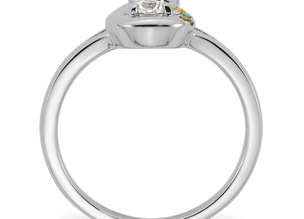 14k WG Diamond with 3 Birthstone Mother/Child Ring Semi-mount