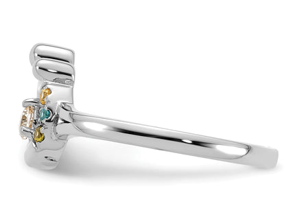 14k WG Diamond with 3 Birthstone Mother/Child Ring Semi-mount