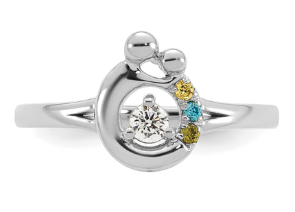 14k WG Diamond with 3 Birthstone Mother/Child Ring Semi-mount