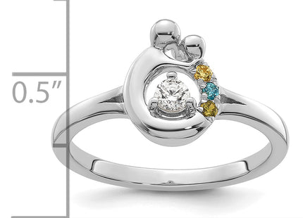 14k WG Diamond with 3 Birthstone Mother/Child Ring Semi-mount