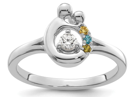 14k WG Diamond with 3 Birthstone Mother/Child Ring Semi-mount