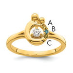 14K Diamond with 3 Birthstone Mother/Child Ring Semi-mount view