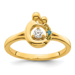 14K Diamond with 3 Birthstone Mother/Child Ring Semi-mount view