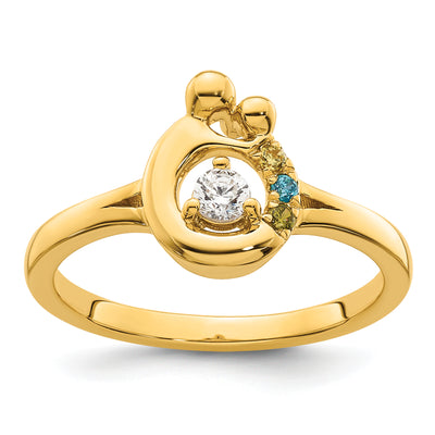 14K Diamond with 3 Birthstone Mother/Child Ring Semi-mount