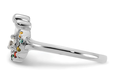 14k WG Diamond with 6 Birthstone Mother/Child Ring Semi-mount