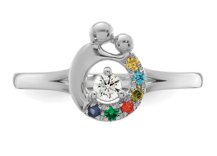 14k WG Diamond with 6 Birthstone Mother/Child Ring Semi-mount