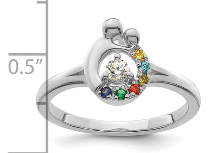 14k WG Diamond with 6 Birthstone Mother/Child Ring Semi-mount