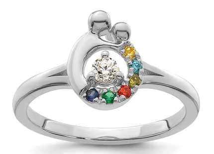 14k WG Diamond with 6 Birthstone Mother/Child Ring Semi-mount