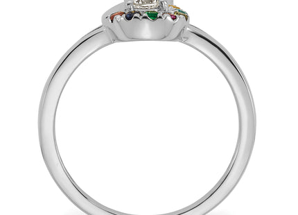 14k WG Diamond with 7 Birthstone Mother/Child Ring Semi-mount
