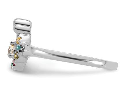 14k WG Diamond with 7 Birthstone Mother/Child Ring Semi-mount