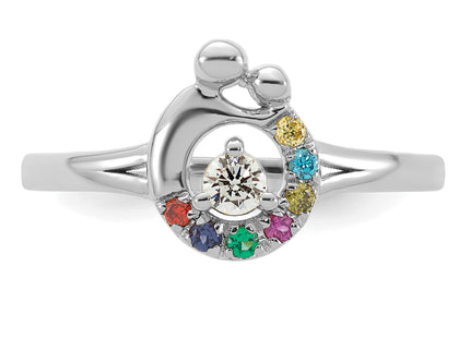 14k WG Diamond with 7 Birthstone Mother/Child Ring Semi-mount