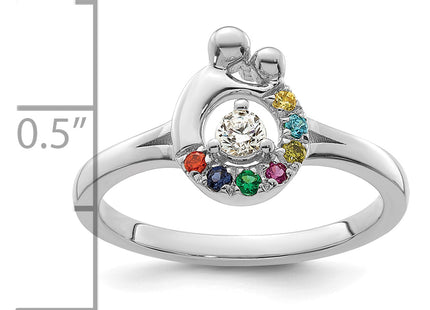 14k WG Diamond with 7 Birthstone Mother/Child Ring Semi-mount