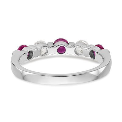 14K White Gold 1/3 carat Diamond and Ruby Complete Band
