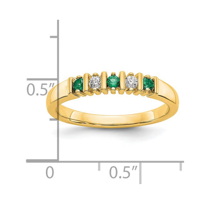 14K Yellow Gold 1/15 carat Diamond and Emerald Complete Band